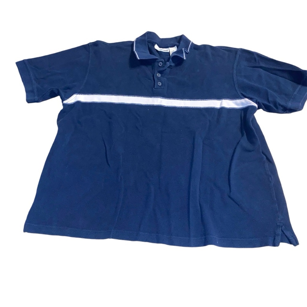 Vintage Canyon River Blues Polo Shirt Men's Extra Large XL Blue White Stripes